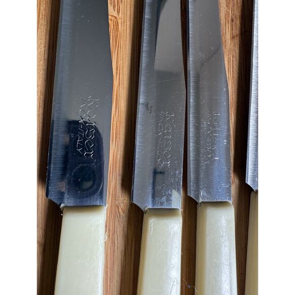 Set Of 12 Kaiser Inox Italy Butter Knives Ivory Handle Retro Mid Century Mod - Picture 5 of 5